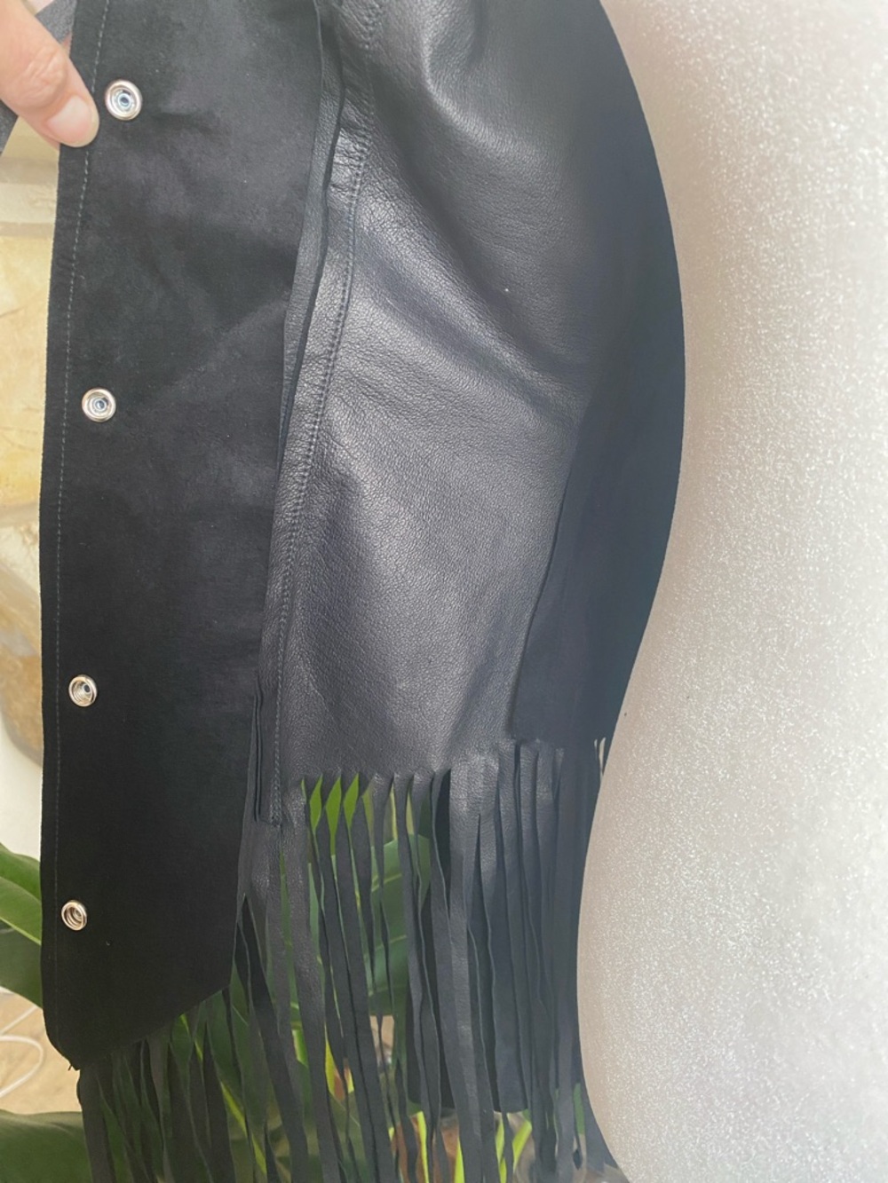 Reformation Fringe Suede Leather Jacket Black Western Boho Women’s S - Picture 9 of 13